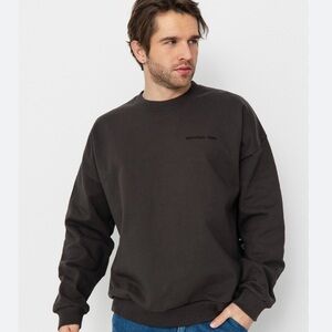 Brixton Heavyweight Embroidered Drop Shoulder Sweater Washed Black